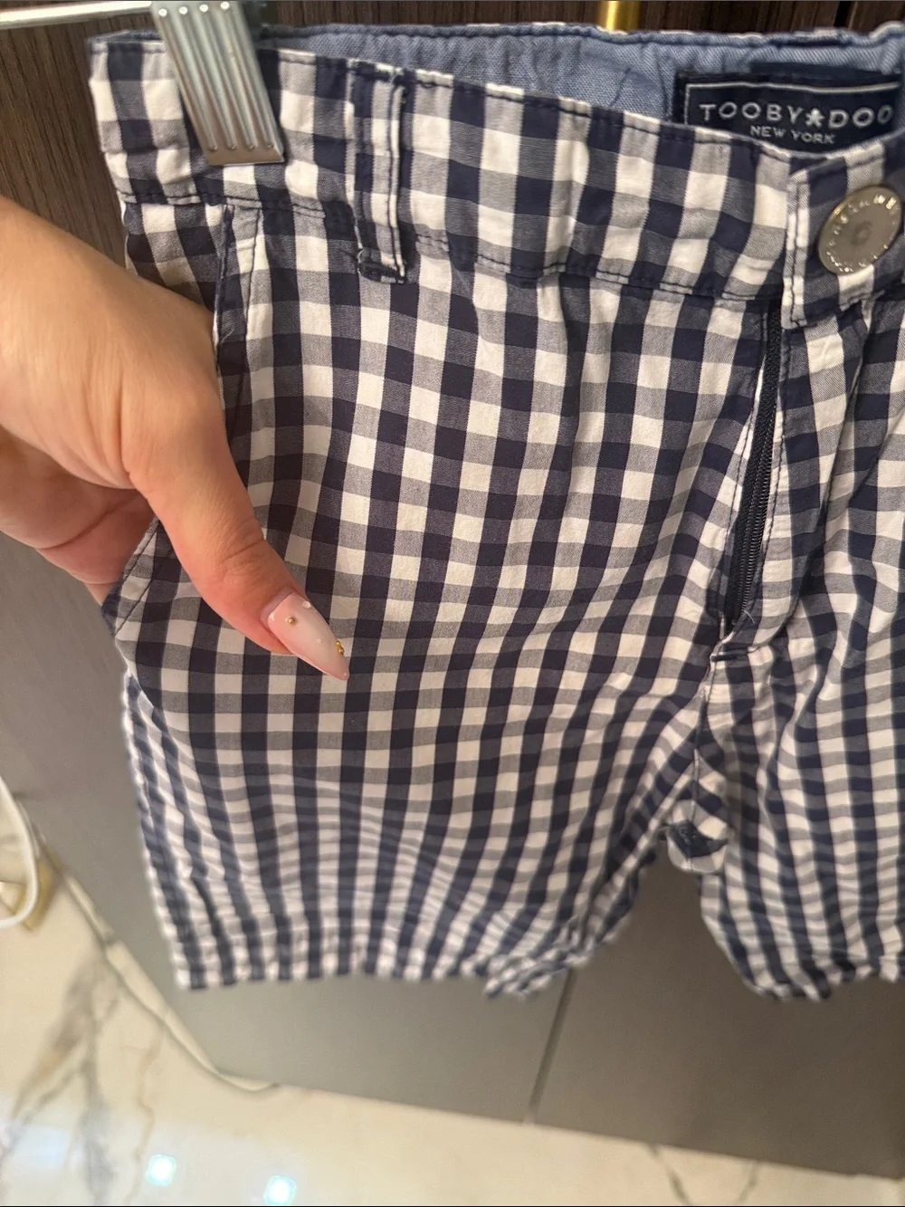 Toobydoo Navy & White Gingham Kids Shorts